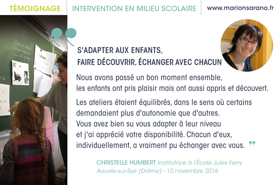 TÉMOIGNAGE – Intervention en milieu scolaire