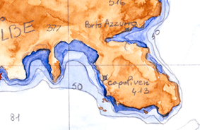 Cartographie – Brou de noix & Aquarelle