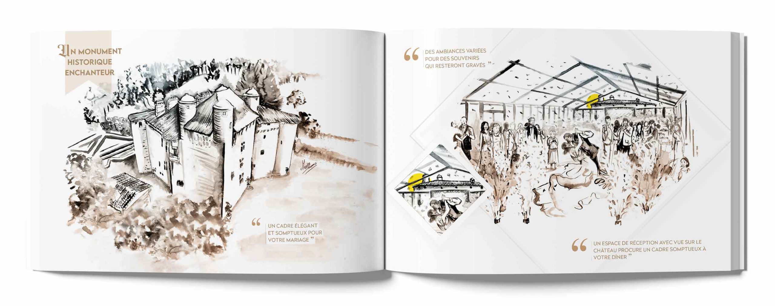 Maisonseul_chateau_creation_brochure_illustration_broux_de_noix_encre_ardeche_evenement_Marion_Sarano_valence_drome_bd