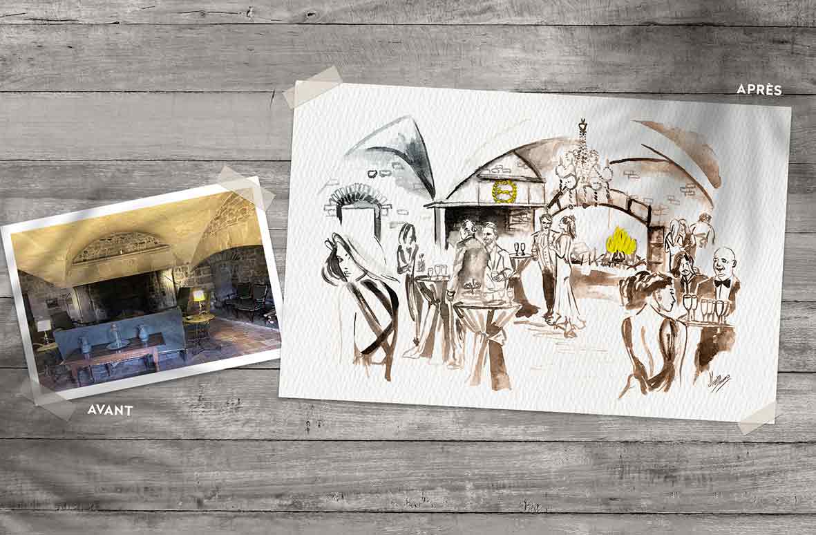 Maisonseul_chateau_peinture_illustratrice_broux_de_noix_encre_archeche_evenement_Marion_Sarano_valence_drome_salle_reception-BD